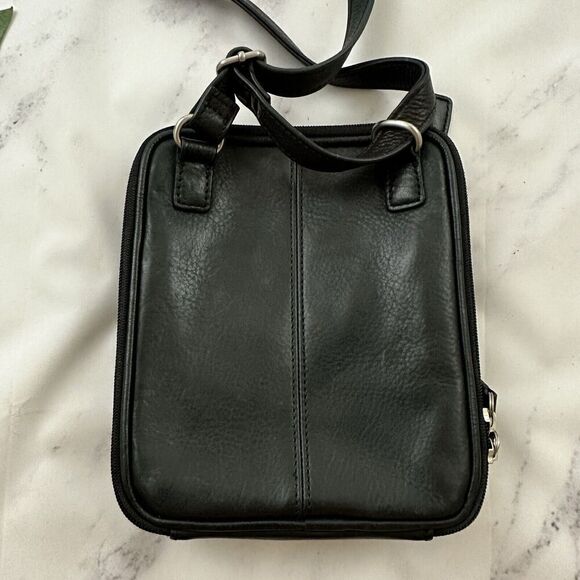 Fossil Vintage Y2k Cross Body Purse Bag Black Leather Chunky Pockets Square - Picture 5 of 7